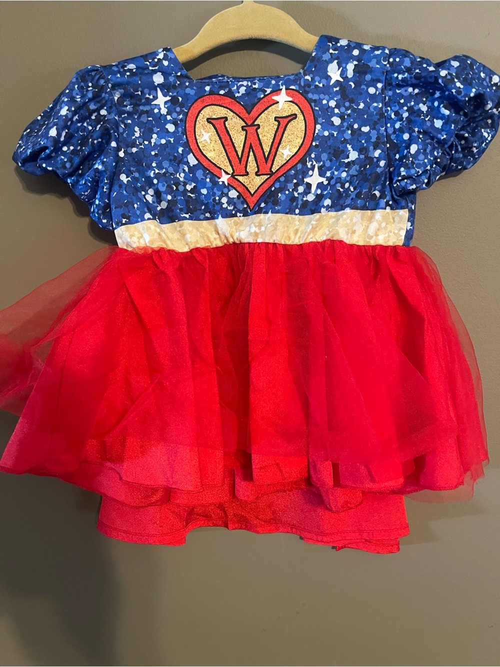 Girls Wonder-Woman Inspired Blue and Red Tutu Costume Dress